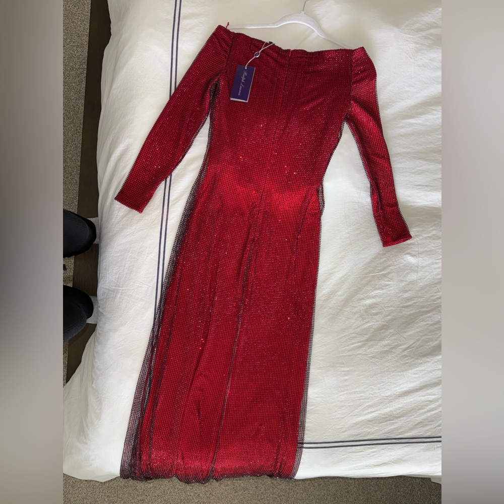 RALPH LAUREN PURPLE LABEL MINALI OFF SHOULDER CRYSTAL EMBELLISHED GOWN - Picture 14 of 17